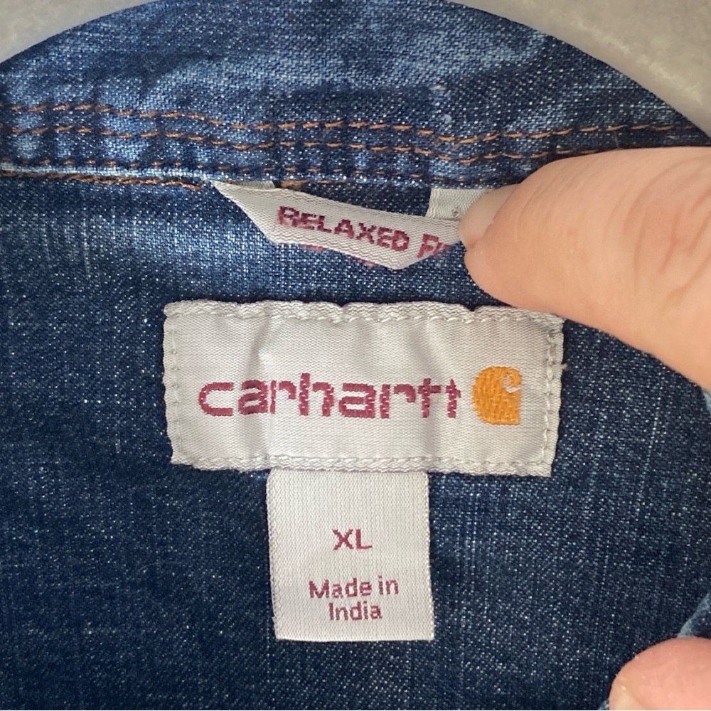 Carthartt Shirt Men's XL Relaxed Fit Blue Denim Cottagecore Workwear Western - Picture 6 of 16
